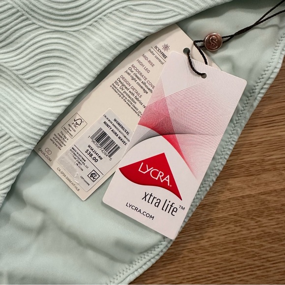 Calia wide banded, high leg swim bottoms in minty aura waves size XXL - Picture 7 of 9